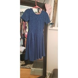 Blue feather pattern fit and flare